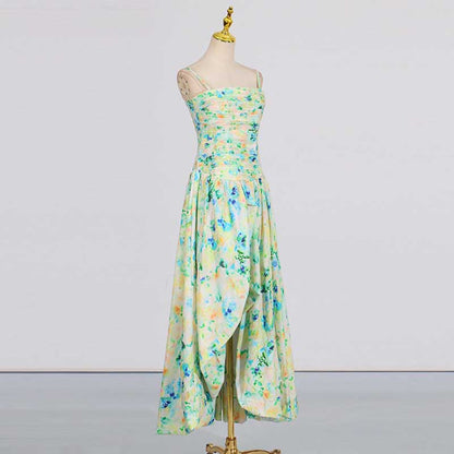 Strapless Ruched Floral-print Maxi Dress