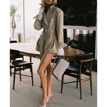 Double Breasted Khaki Jumpsuit – Fitted Waist & Loose Fit