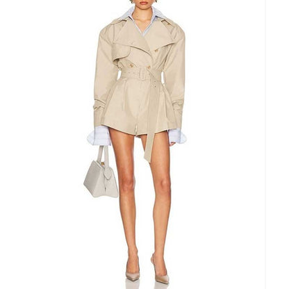 Double Breasted Khaki Jumpsuit – Fitted Waist & Loose Fit