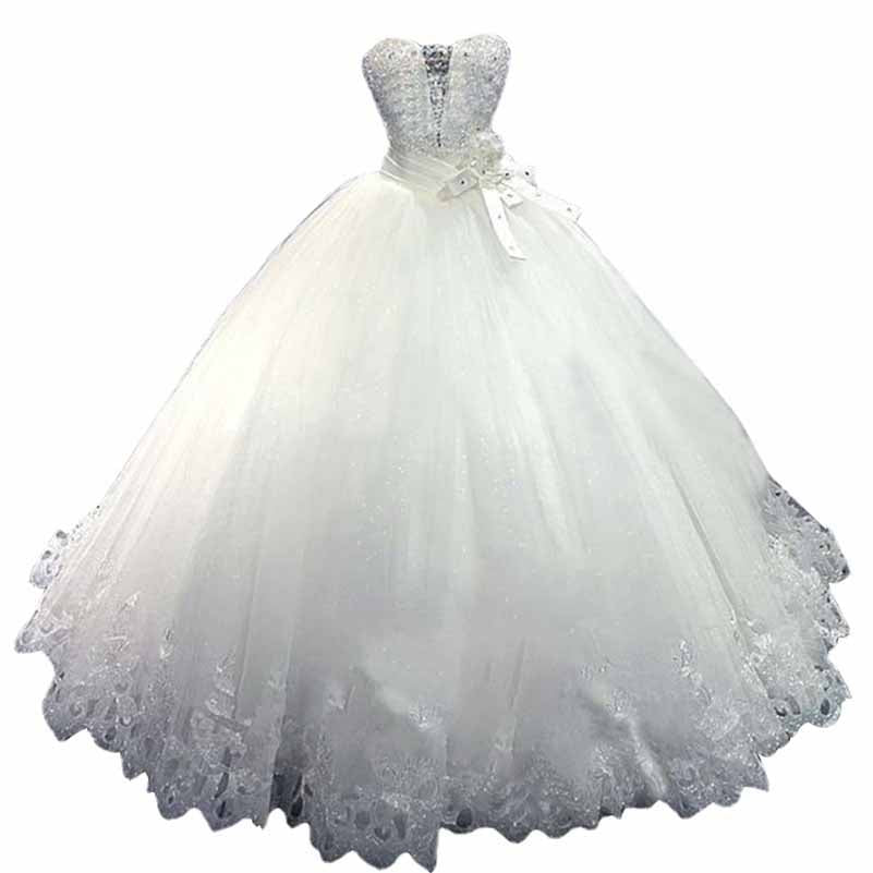 Sweetheart Bridal Ball Gown Lace-Up Crystal Embellished Wedding Dress