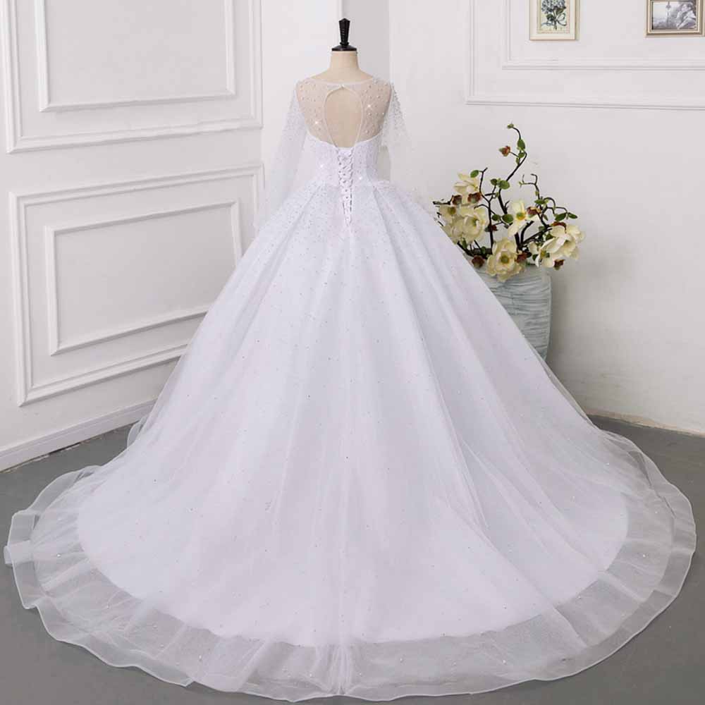 Sweetheart Wedding Dresses for Bride Backless Tulle Beaded Bridal Gowns Fall / Winter Wedding