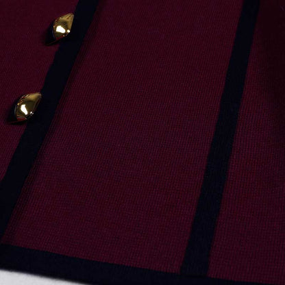 Tailored Button-Up Contrast-trim Cardigan Pants Suit With Collar