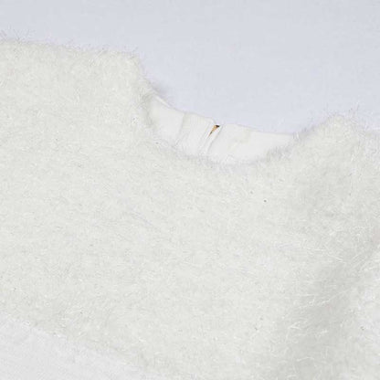 Long Sleeves Tailored Mini Dress in Textured Horsehair Fabric