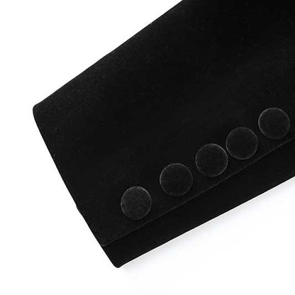 Tailored Velvet Coat+Skirt Set Dark Green Hand-Beaded Mini Skirt Suit