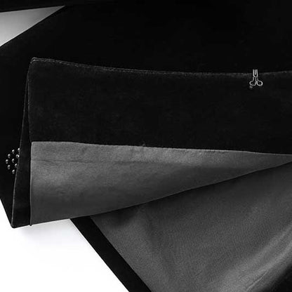 Tailored Velvet Coat+Skirt Set Dark Green Hand-Beaded Mini Skirt Suit