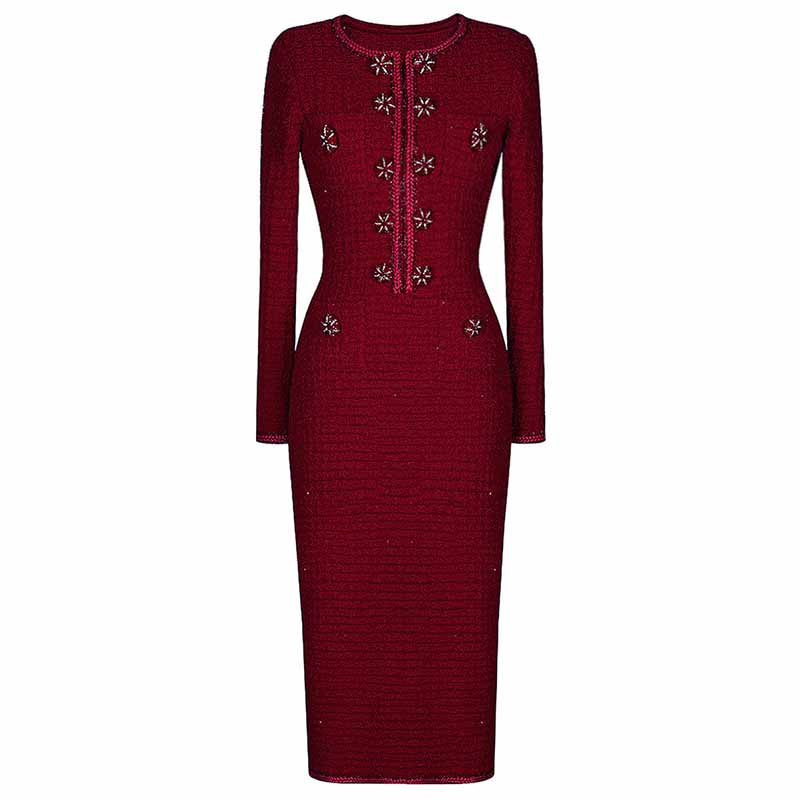 Textured Knitted Midi Dress