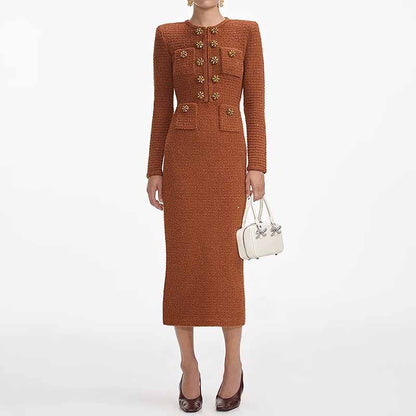 Textured Knitted Midi Dress