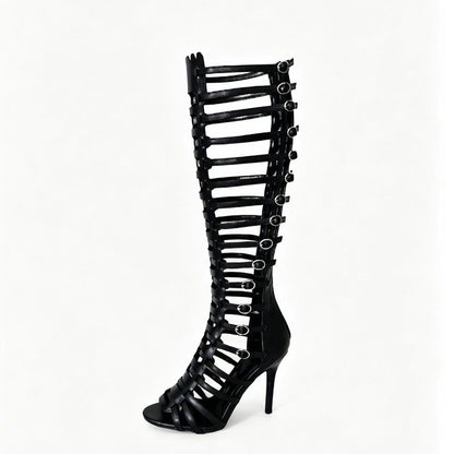 Thigh-High Gladiator Stiletto Sandals – Sexy Lace-Up Heels