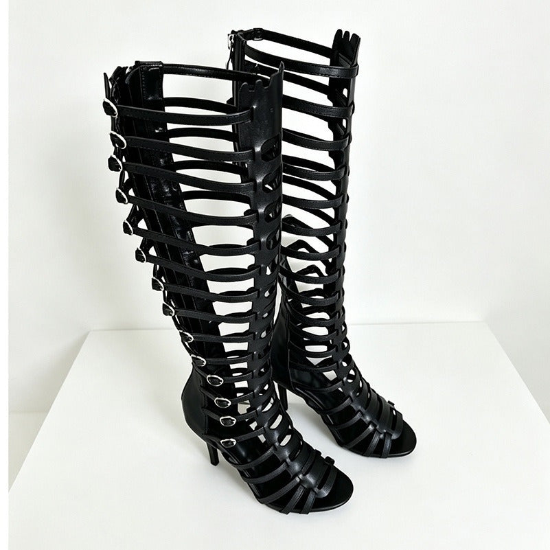 Thigh-High Gladiator Stiletto Sandals – Sexy Lace-Up Heels
