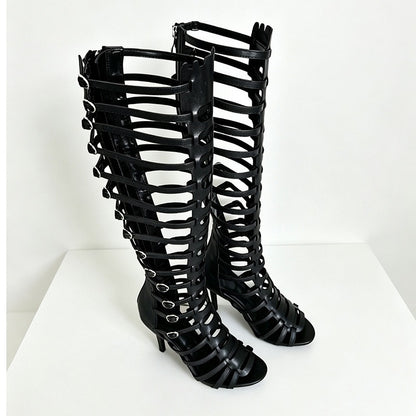 Thigh-High Gladiator Stiletto Sandals – Sexy Lace-Up Heels