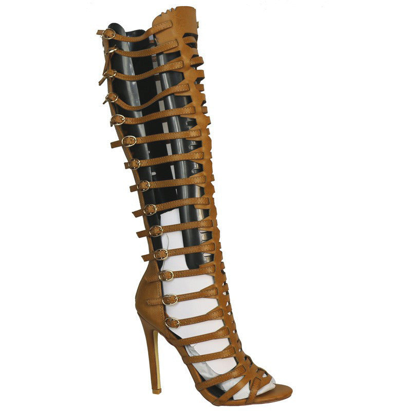 Thigh-High Gladiator Stiletto Sandals – Sexy Lace-Up Heels