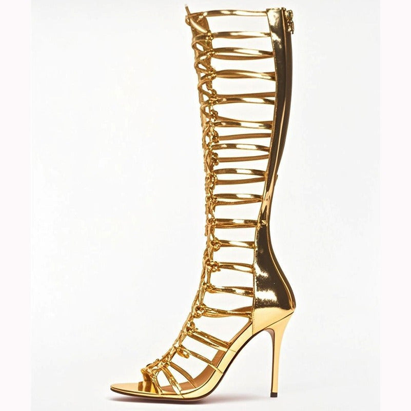 Thigh-High Gladiator Stiletto Sandals – Sexy Lace-Up Heels