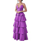 Tiered Satin Bridesmaid Dresses Spaghetti Strap A Line Prom Dresses