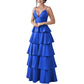 Tiered Satin Bridesmaid Dresses Spaghetti Strap A Line Prom Dresses