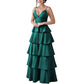 Tiered Satin Bridesmaid Dresses Spaghetti Strap A Line Prom Dresses