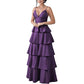 Tiered Satin Bridesmaid Dresses Spaghetti Strap A Line Prom Dresses