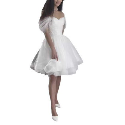 Off The Shoulder Short Bridal Gown A-Line Mini Wedding Dress