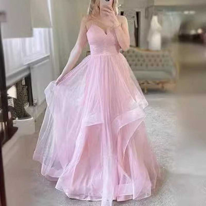 Tulle Prom Dresses Long Spaghetti Straps Wedding Ball Gown