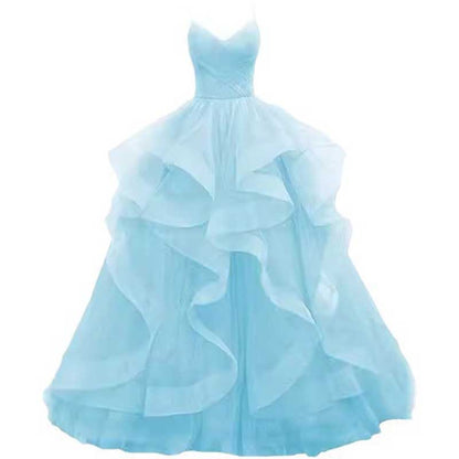 Tulle Prom Dresses Long Spaghetti Straps Wedding Ball Gown
