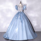 Tulle Puff Sleeve Princess Ball Gown Quinceanera Prom Dress Birthday Party Gowns