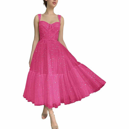 Teens Sparkly Starry Tulle Prom Dresses A Line Homecoming Dresses Formal Evening Gowns