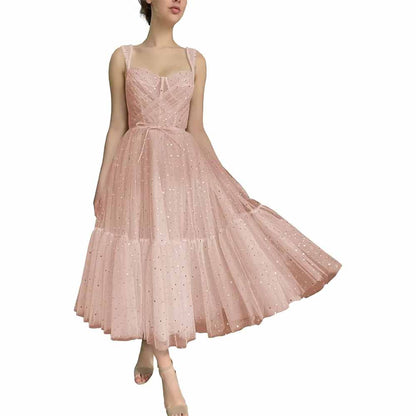 Teens Sparkly Starry Tulle Prom Dresses A Line Homecoming Dresses Formal Evening Gowns