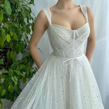 Teens Sparkly Starry Tulle Prom Dresses A Line Homecoming Dresses Formal Evening Gowns