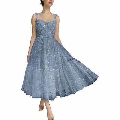 Teens Sparkly Starry Tulle Prom Dresses A Line Homecoming Dresses Formal Evening Gowns