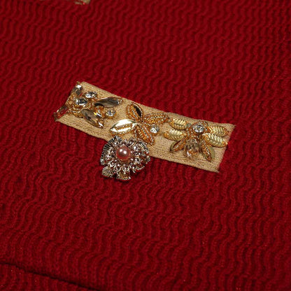 V-Neck Long Sleeves Mini Knitted Dress Beaded Buttons Body-Con Dress