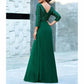 Women's 3/4 Sleeve Formal Dresses V Neck Evening Gowns