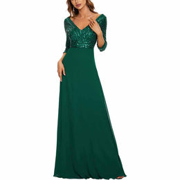 Women's 3/4 Sleeve Formal Dresses V Neck Evening Gowns – SD Dresscode