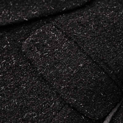 Geometric Pattern V Neck Black Blazer Double Breasted Jacket Formal Work Style Coat