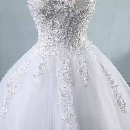 Vintage Custom Sleeveless Tulle Wedding Dresses With Appliques
