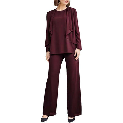3 Piece Mother of The Bride Pantsuits with Jackets Long Sleeve Formal Pant Suits