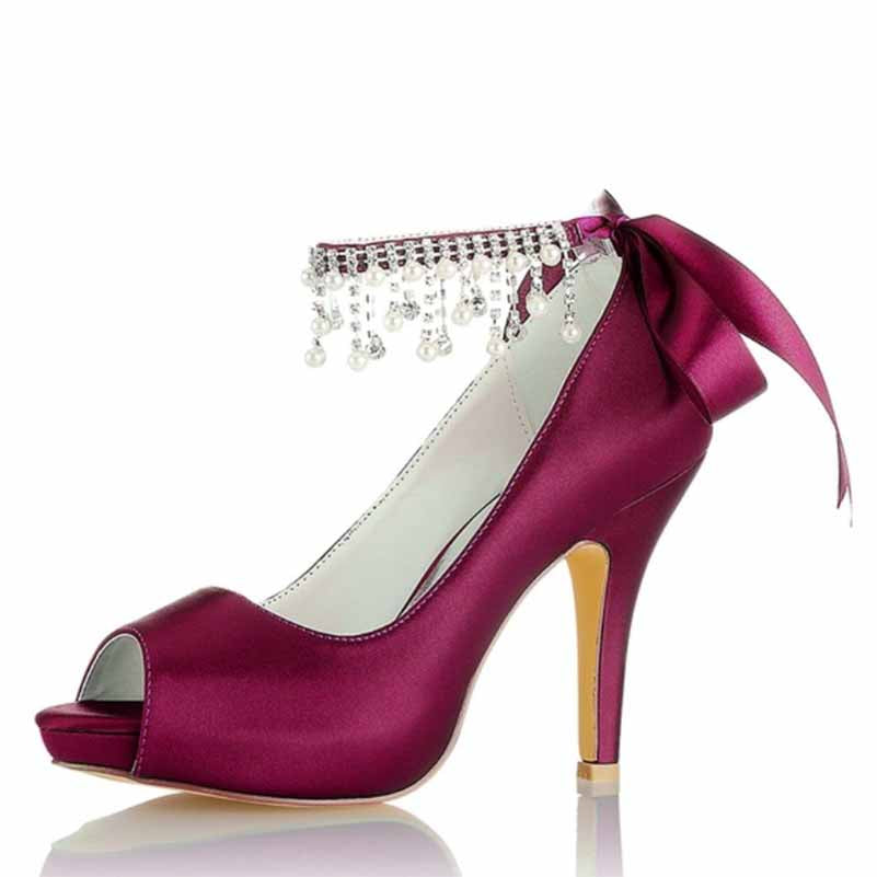 Wedding Buckle Pearl Rhinestones Platform Sandals Dress Stiletto Pumps Shoes 3.93 Inch