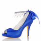 Wedding Buckle Pearl Rhinestones Platform Sandals Dress Stiletto Pumps Shoes 3.93 Inch