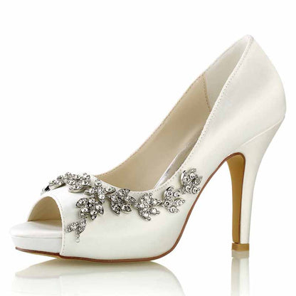 Wedding Heels Platform Stiletto Shoes Peep Toe Pumps 3.94 inch Heels for Dress