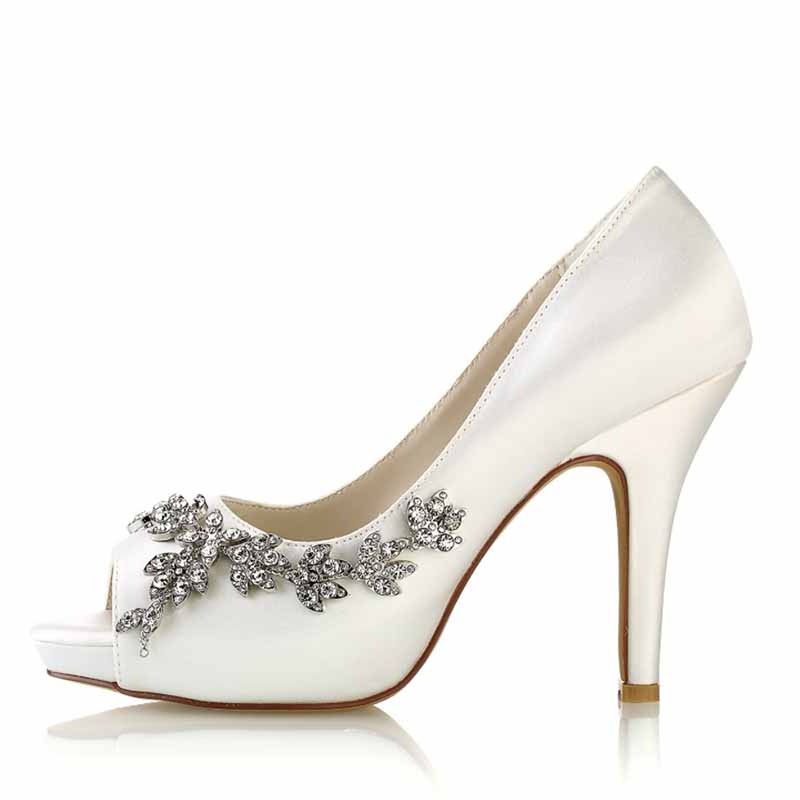 Wedding Heels Platform Stiletto Shoes Peep Toe Pumps 3.94 inch Heels for Dress