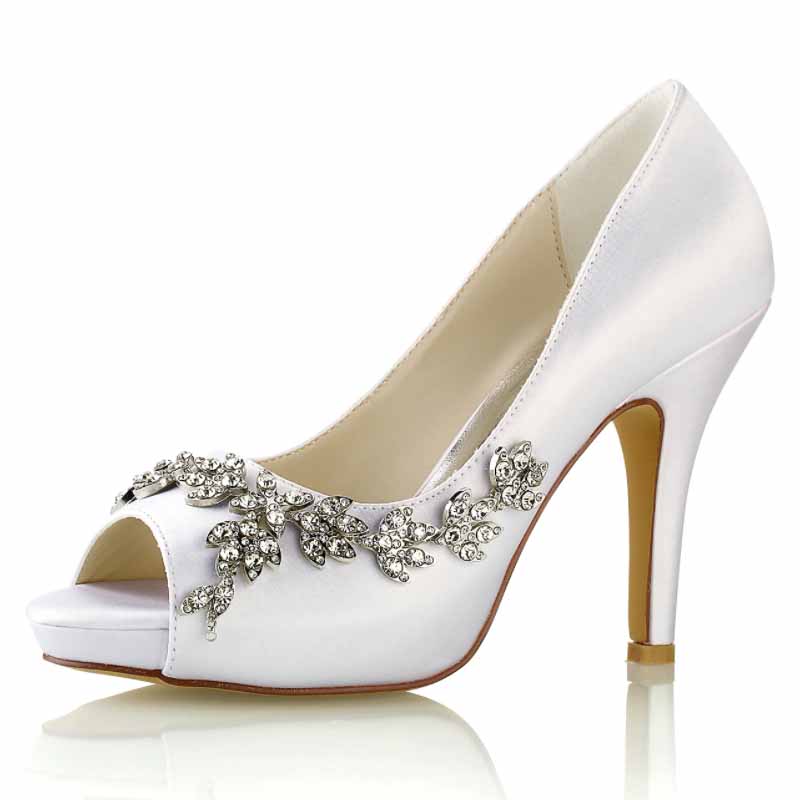 Wedding Heels Platform Stiletto Shoes Peep Toe Pumps 3.94 inch Heels for Dress