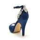 Wedding Platform Heels Bridesmaid Shoes Ankle Strap With Rhinestones Event Shoes