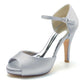 Wedding Platform Stiletto Heels Bridesmaid Shoes Ankle Strap Buckle Dress Shoes