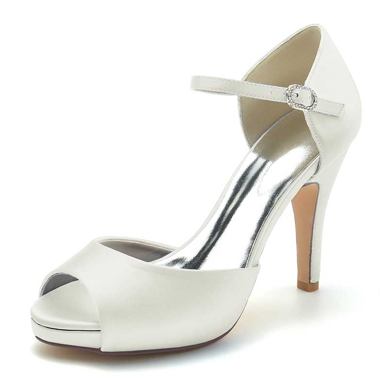 Wedding Platform Stiletto Heels Bridesmaid Shoes Ankle Strap Buckle Dress Shoes