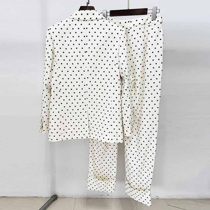 Wedding Suit Polka-dot Pantsuit With Bow Embellished Formal Set