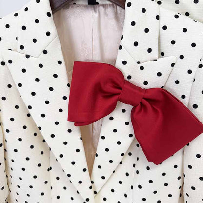 Wedding Suit Polka-dot Pantsuit With Bow Embellished Formal Set