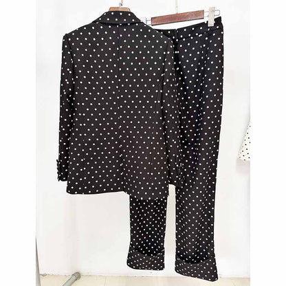 Wedding Suit Polka-dot Pantsuit With Bow Embellished Formal Set