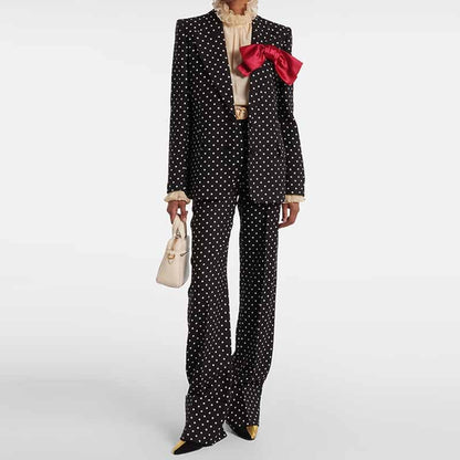 Wedding Suit Polka-dot Pantsuit With Bow Embellished Formal Set