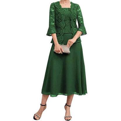 Wedding Suit Tea Length Mother of Groom Dresses with Jacket