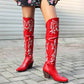 Western Cowboy Boots For Women Over Knee Chunky Cowgirl Boots with Embroidered