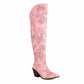 Western Cowboy Boots For Women Over Knee Chunky Cowgirl Boots with Embroidered