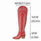 Western Cowboy Boots Women Over Knee Wide Calf Cowgirl Boots with Embroidered